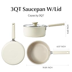 Redchef Ceramic Nonstick Saucepan with Lid, 3QT
