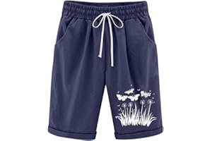 Long Shorts for Womens Trendy Summer Bottoms 2026 Beach Drawstring Knee Length Pants Loose Resort Wear Fashion Clothes
