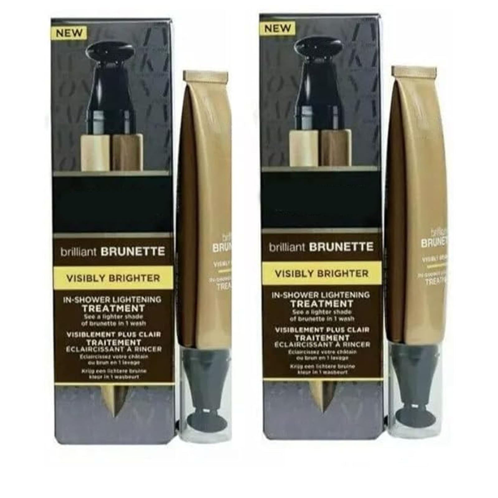 Brilliant Brunette Visibly Brighter Shower Lightener, Lighten Dark Roots and Hair, Suitable for Colour Treated Hair, 34ml x 2