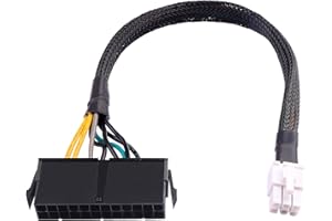 ELFJMZP Desktop ATX Power Supply Adapter Cable,24-Pin to 6-Pin Square Connector,30CM Braided 18AWG,Compatible with Inspiron/O