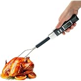 Digital BBQ Grill Thermometer Fork with 5.1in Stainless Steel Probe | Instant Read 16in Extra Long Design, Programmable Meat Thermometer for Grilling Steak, Chicken, Turkey, Pork