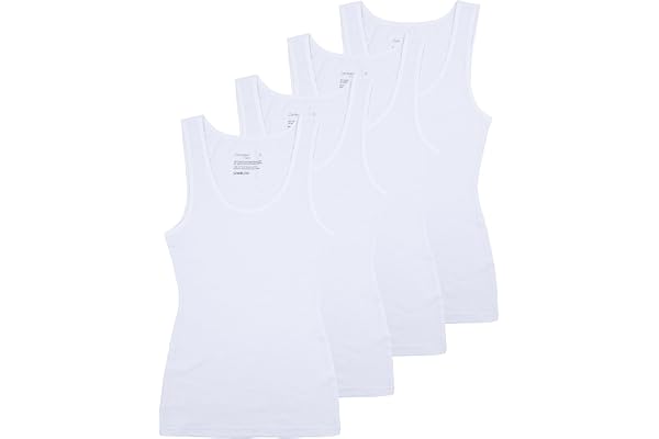 Comfneat Women's 4-Pack Slim-Fit Basic Tanks Cotton Casual Comfy Top Underwear Vests