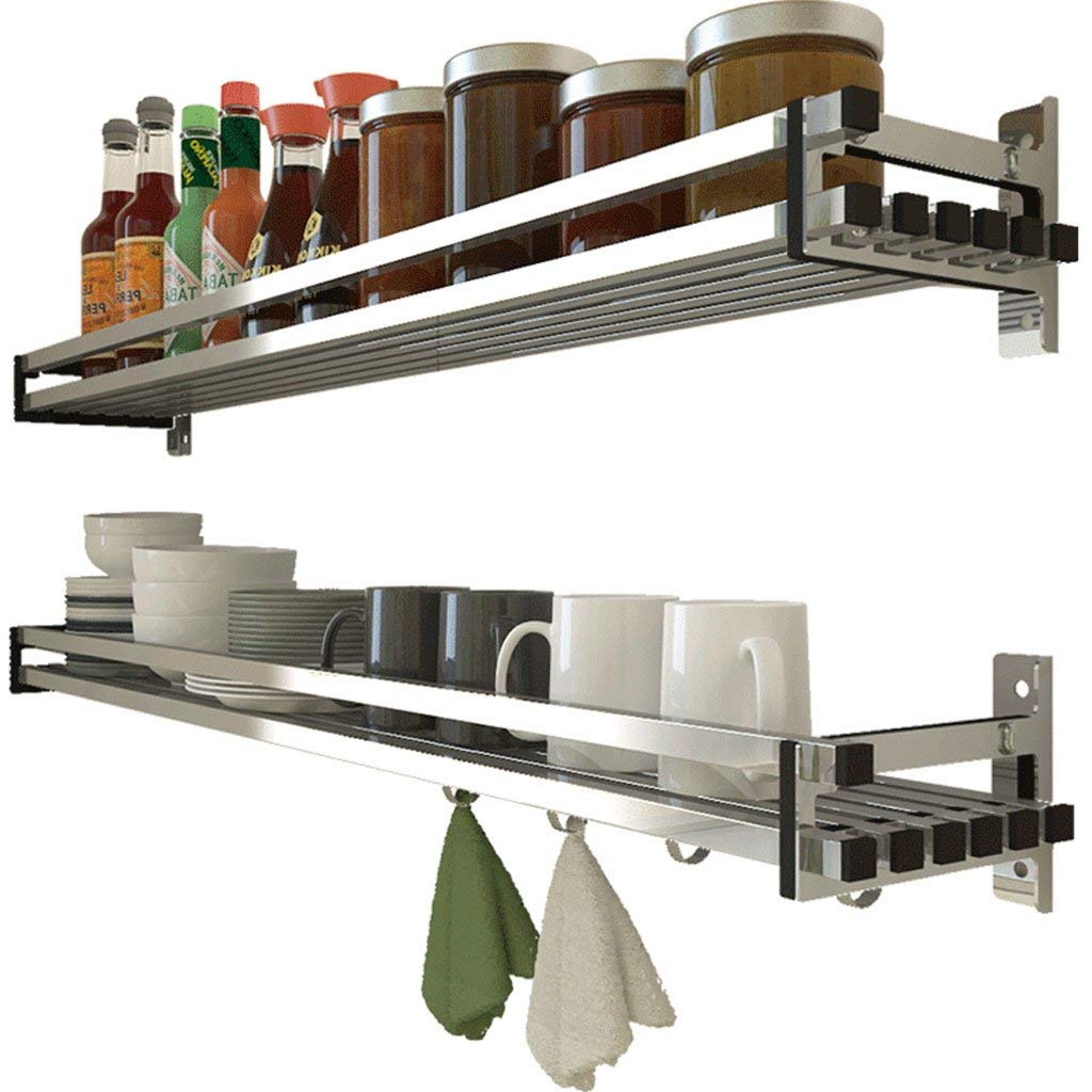 Kitchen Shelf Wall Condiment Spice rack 304 Stainless Steel Pendant Storage Rack (Size : 70CM)