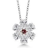 Gem Stone King 925 Silver and 10K Yellow Gold Lab Grown Diamond and Red Rhodolite Garnet Pendant Necklace for Women | 2.19 Cttw | Gemstone April Birthstone | Pear Shape 6X4MM | With 18 Inch Chain