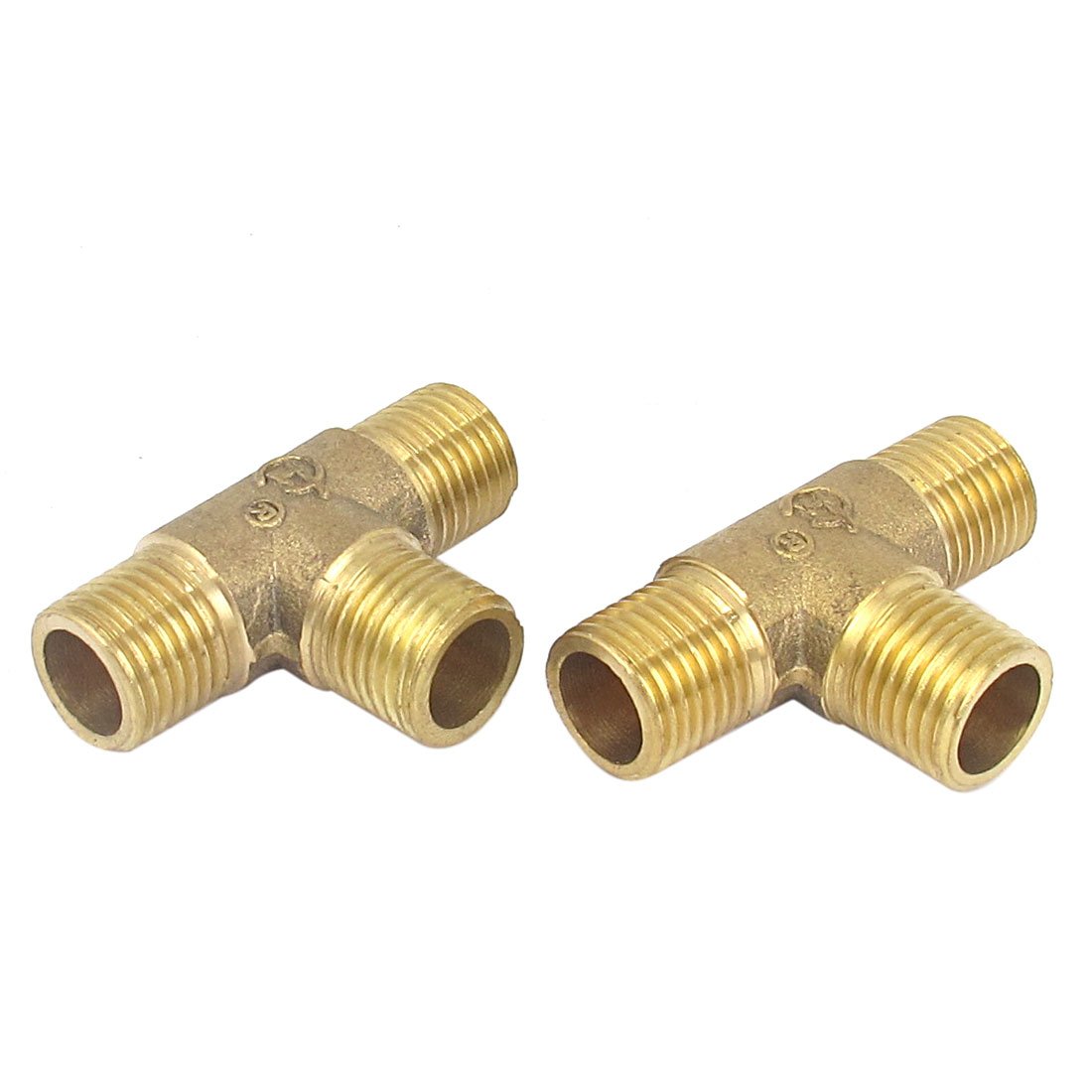 sourcingmap Brass 1/4BSP Thread Equal 3 Way T Shaped Tee Connectors Adapters 2 Pcs