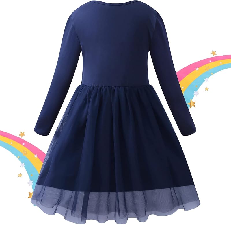 Vestidos de rapariga, vestidos de unicórnio de manga comprida, princesa borboleta, vestido de festa de verão em tulle 2-10 anos, Meteor 9T — foto 2 de 7