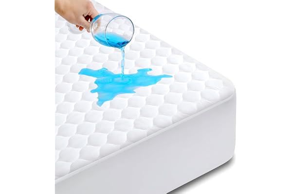 HYMOKEGE Quilted Mattress Protector Queen Size, 100% Waterproof Mattress Cover for Queen Size Bed, Breathable & Noiseless Bed