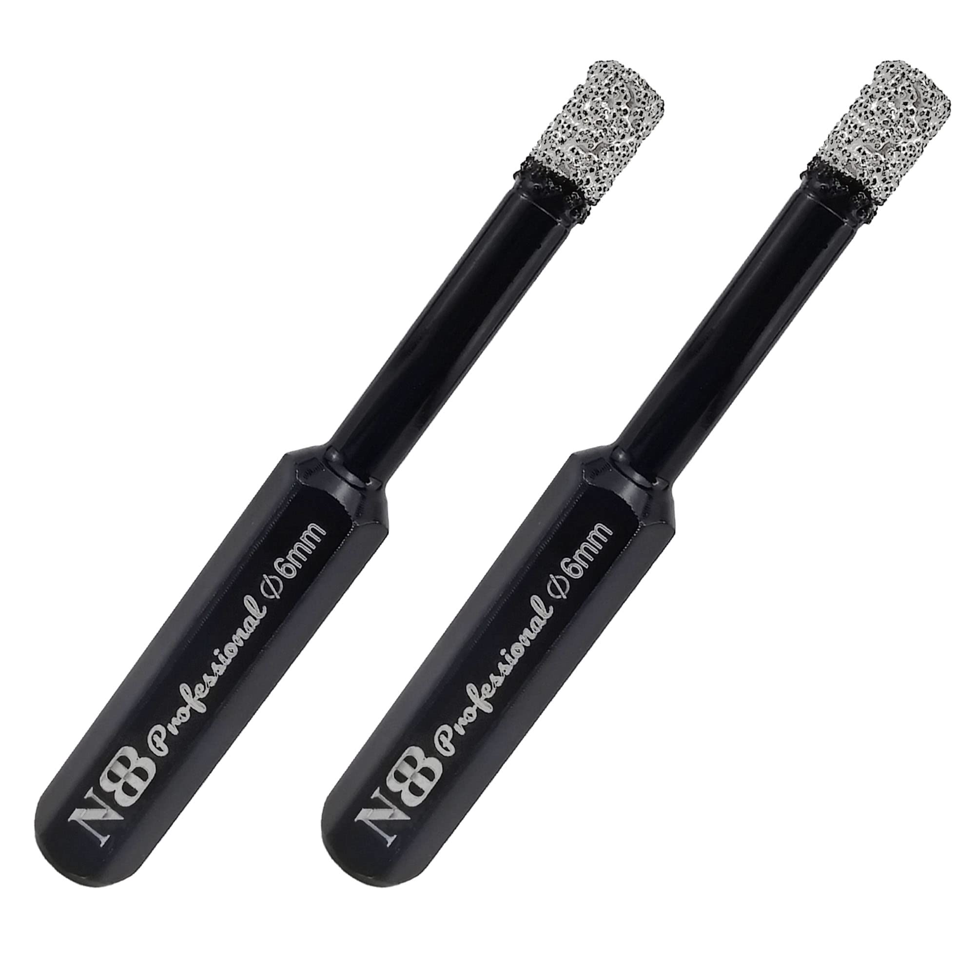 NBB Brazed Diamond Drill Bits with hex shank, for Dry drilling on hard Porcelain, Ceramic, Tile, Granite, Marble, extra longer life in wet drilling, used on cord or cordless pistol drill (6mm x2pcs) — image 1