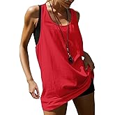 MIHOLL Women's Cotton Racerback Sleeveless Relaxed-Fit Tank Top