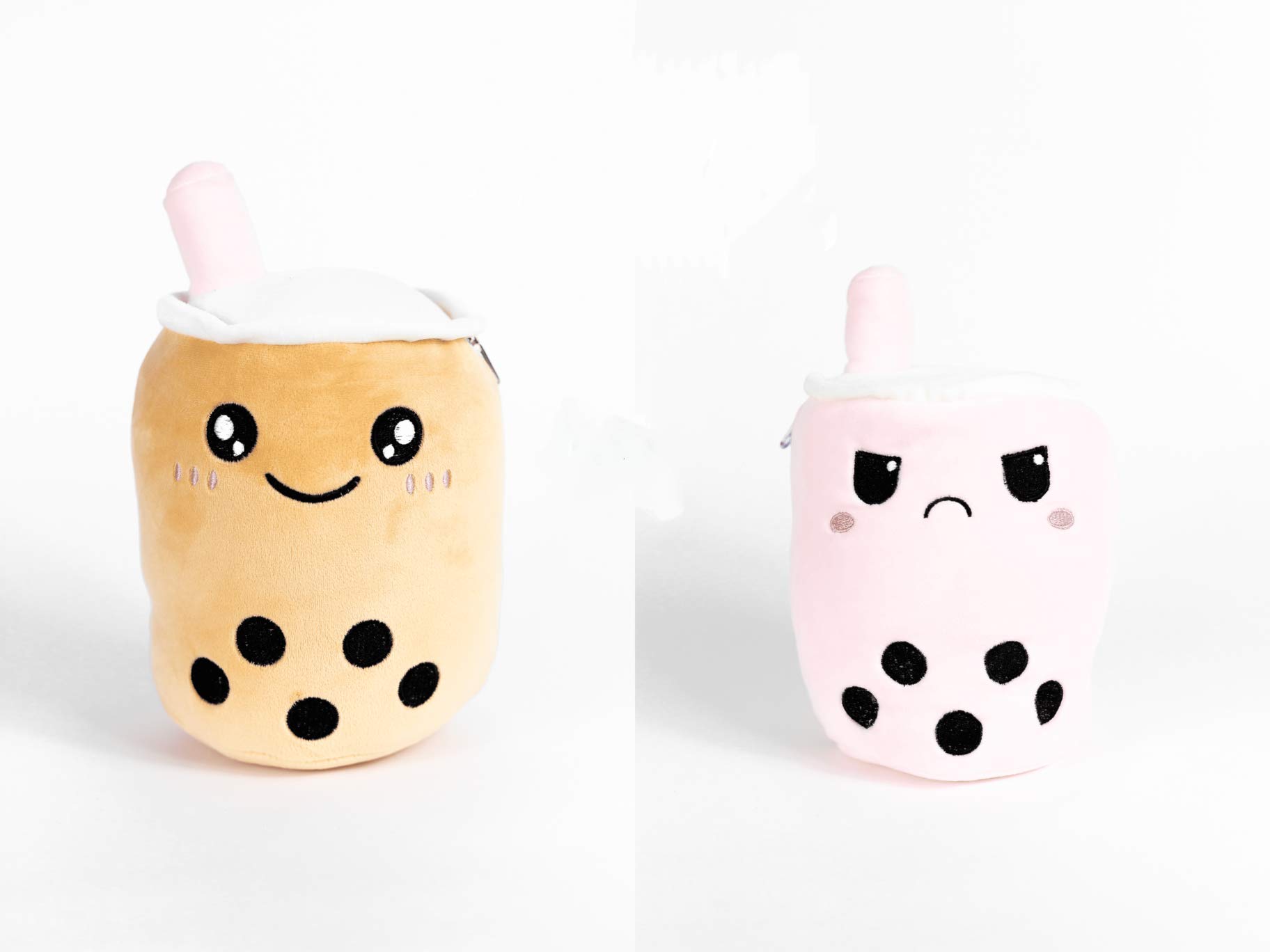 Boba Milk Tea Boba Plush, Happy to Mad (Reversible Boba Plushie)