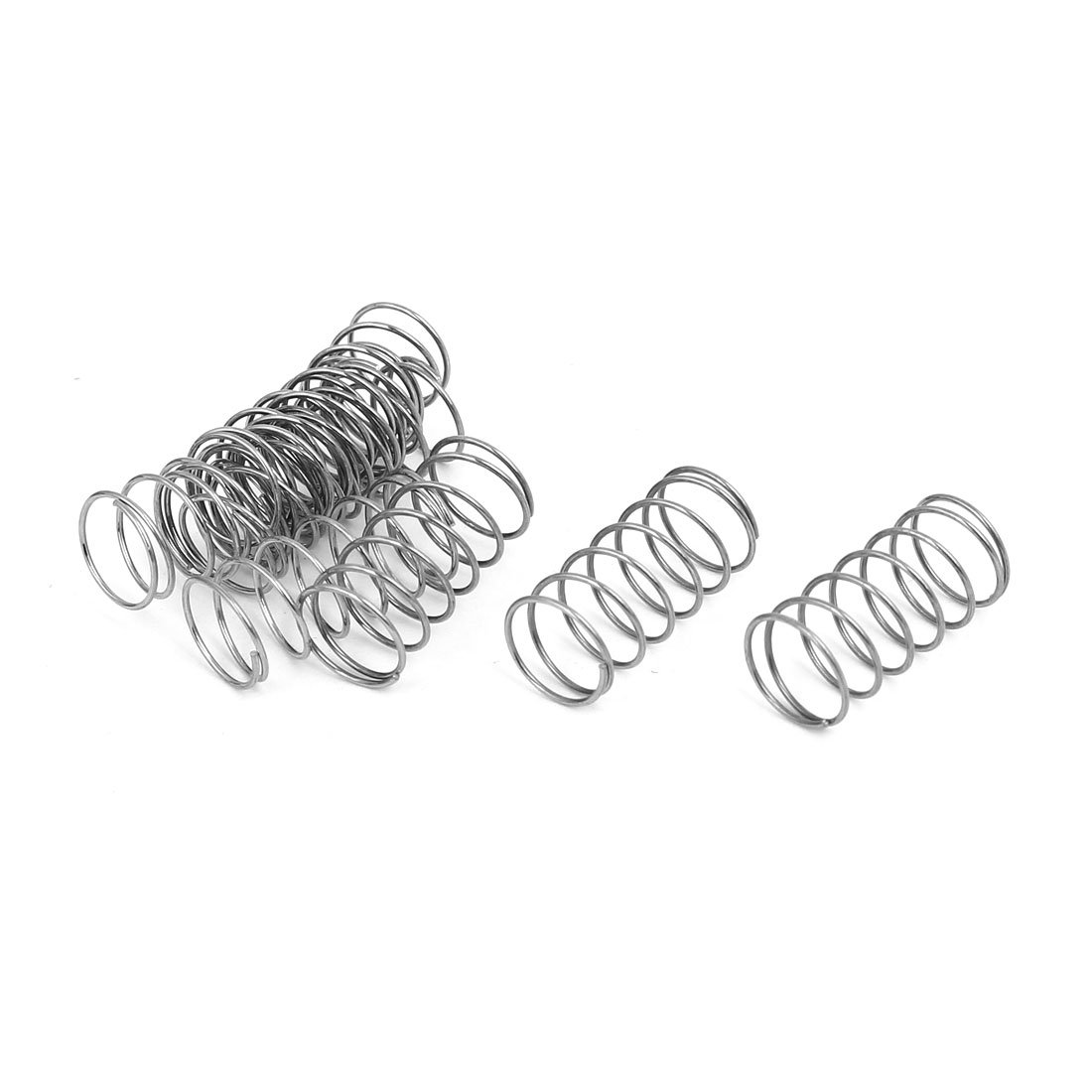 sourcingmap Compression Spring,304 Stainless Steel,10mm OD,0.6mm Wire Size,20mm Free Length,Silver Tone,10Pcs