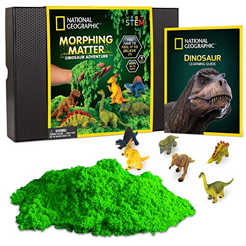 61SGNgT86lL - NATIONAL GEOGRAPHIC Morphing Matter Dinosaur Kit - 3 Cups of Morphing Matter, 6 Dinosaur Figures, Package Converts Into Play Setting, Astounding Kinetic Sensory Activity for Kids