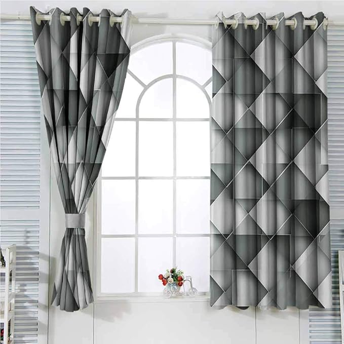 Modern Decor Room Darkening Blackout Curtains，Geometric Design with