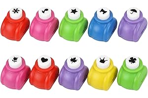 10 Pack Multicolor Paper Hole Punch Craft Set with 10 Shapes for DIY Crafting, Scrapbooking Supplies, and Handmade Greeting C