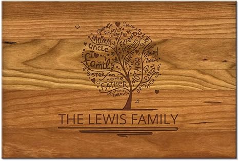 Amazon Com Froolu Family Tree Personalised Cutting Board For Best Gifts Ideas Housewarming Gifts Kitchen Dining