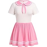 ABAFIP Women's One Piece Bodysuit Pajamas Romper Cute Short Sleeve Doll Collar Pjs Nightwear Rompers Dress