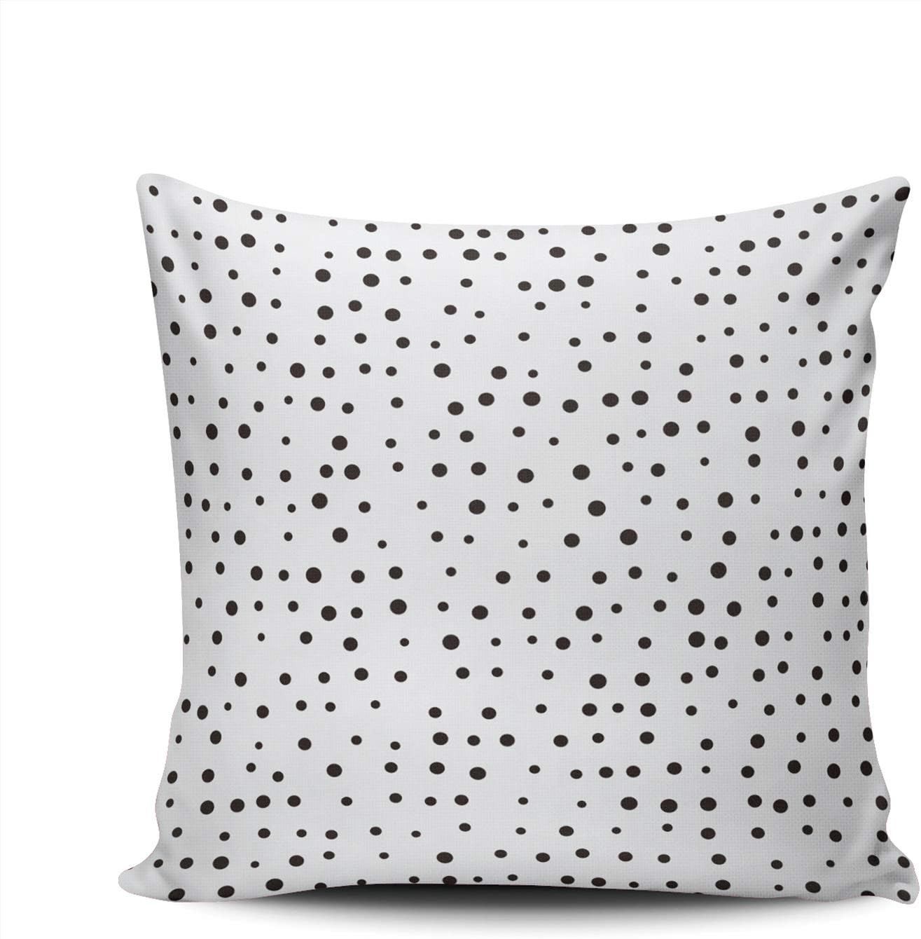 DOUMIFA Black Polka dots on White Pillowcase Home Sofa Decorative 24x24 Square Throw Pillow Case Decor Cushion Covers Double Sided Printed