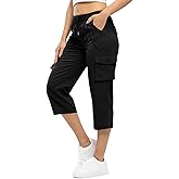 Rdruko Women's Cargo Capris Pants Lightweight Quick Dry Hiking Summer Casual Travel Pants with Pockets