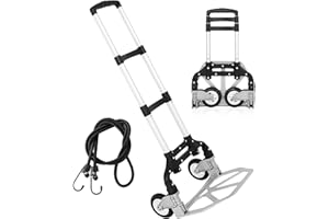 AKOZLIN Hand Truck Folding Portable 180lbs Capacity Aluminum Alloy Plate Luggage Cart Foldable Height Adjustable Hand Cart wi