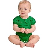 ZFZDRen 0-24M Infant Girls Ruffle Collar Romper Baby Girl Solid Color Bodysuit Casual Jumpsuit (Green short, 9-12 Months)