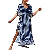 Bsubseach Kaftan Dresses for Women Plus Size Swimsuit Cover Up Long Caftan Dress with Waist Drawstring
