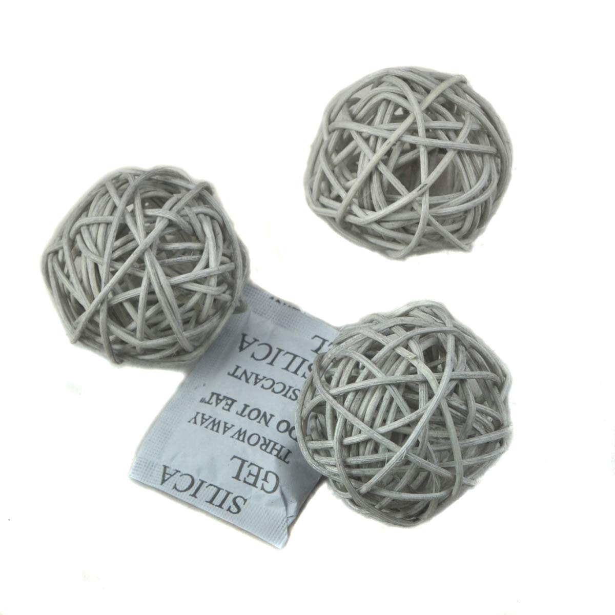 Ougual Natural Wicker Rattan Balls Table Wedding Party Hanging Wobble Ball Christmas Decoration (5cm, 10pcs, Grey)