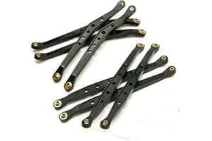 RC HUB RC-Hub 8Pcs Aluminum Lower & Upper Suspension Link Linkage Rod Arm Set for 1/10 Axial Wraith 90018 RC Crawler#A (Black)