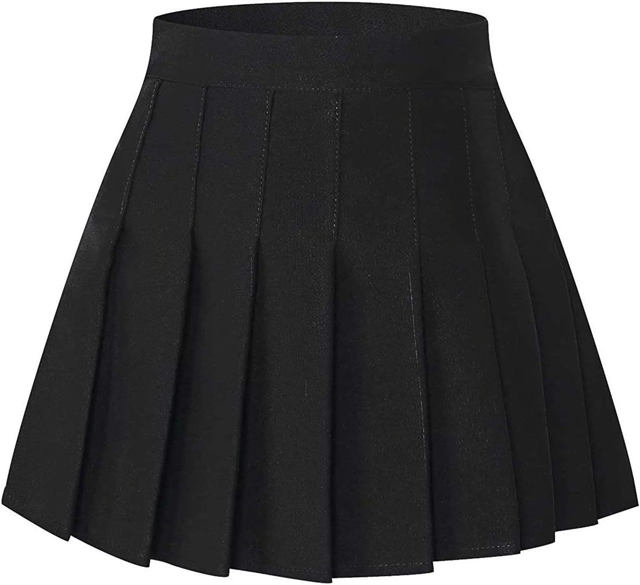 SANGTREE Toddler Little & Big Girls' Solid Plain Pleated School Uniform Short A-Line Skirt, Black, 10-11 Years/Height 59.1" = Tag 150