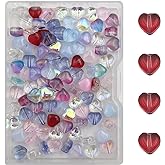 INSPIRELLE 100pcs Heart Crystal Glass Spacer Beads for Jewelry Bracelet Necklace Making, 6mm
