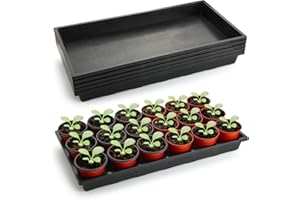 RooTrimmer 1020 Nursery Pot Trays 5 Pack, Plastic Flat Seed Starter Tray, Reusable Seedling Starting Tray for Holding and Carrying Plant Pots (Black)