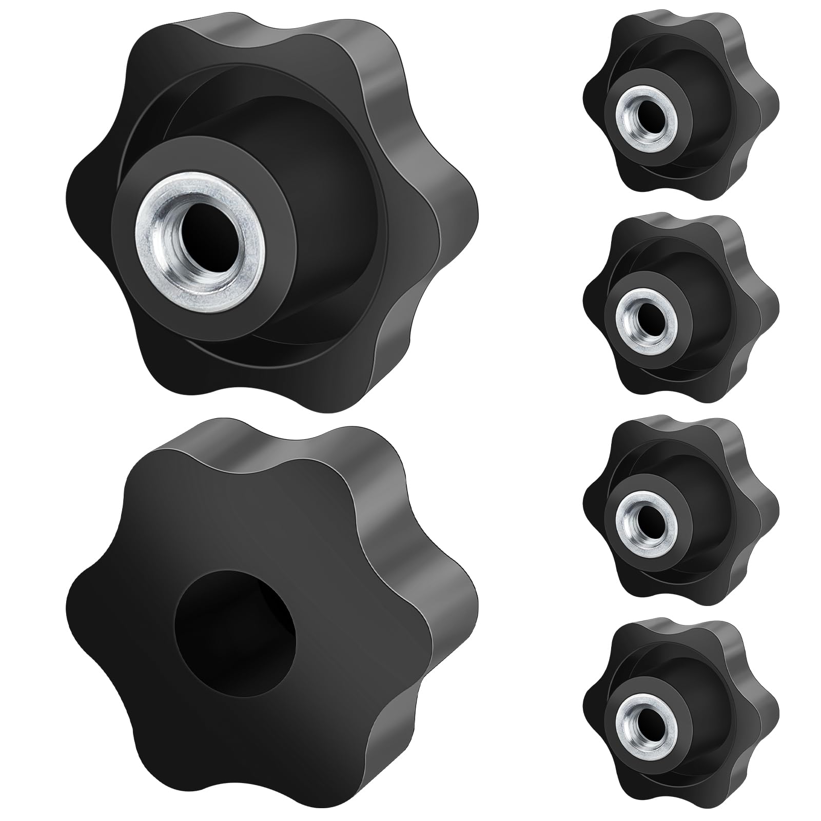 Caianwin M10 Clamping Nuts 6Pcs Knob Grip Screw,Plastic Star Nuts For Machines And Systems, Furniture, Machine Tools, Fitness Equipment