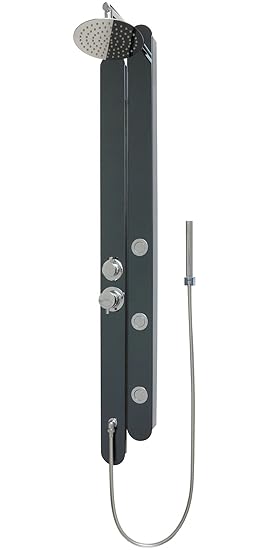 Duschpaneel Duschsäule Duschsystem Regendusche Duscharmatur Handbrause Duschbrause Massagedüsen Dusche Anthrazit Schwarz Eckm