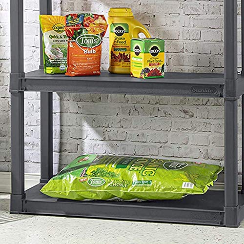 Sterilite 01643V01 4 Shelf Unit, Flat Gray Shelves & Legs, 1Pack