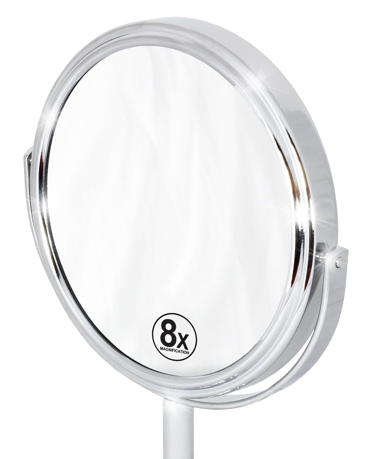 Decobros 6-inch Tabletop Two-Sided Swivel Vanity Mirror with 8X Magnification, 11-inch Height, Chrome Finish : Beauty