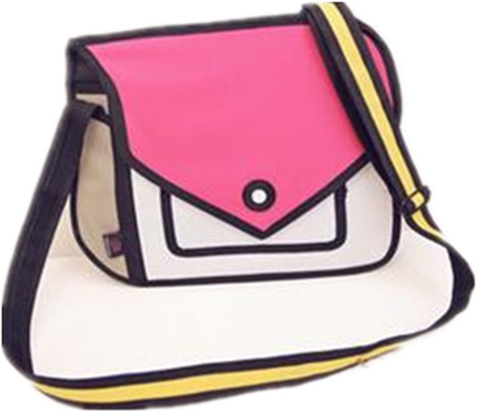3D Style 2D Drawing Cartoon Handbag Shoulder Canvas Messenger Bag Bow Handbags