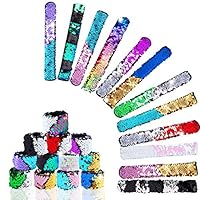 Hicdaw Bracelet for Mermaid Sequin Slap, 24 Pcs Flip Bracelet for Mermaid Bracelet 24 Colors Wristband for Party Favors Birthday