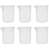 EISCO 6PK Plastic Beakers, 250ml - Polypropylene Plastic - Raised Graduations, Tapered Spout - Euro Design