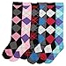 Women's Colorful Striped Knee High Socks 6 Pack (Argyle)