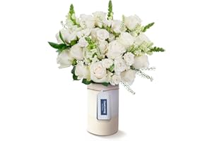 Country Living Floral Collection by Colour Republic Premium Fresh Cut White 2 Dozen Roses, Fresh Flowers Delivery, Extra Large Bouquet with Vase