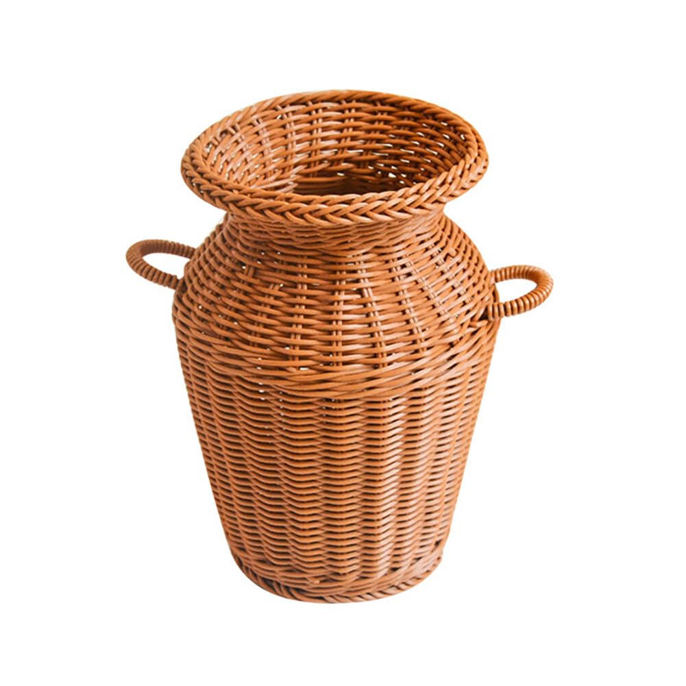 Uposao Woven Rattan Vase - Multi-Purpose Dried Flower Pot, Vintage Decorative Wicker Home Decor Storage Basket, 14cmx24cm