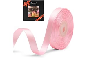 LIUYAXI Solid Color Double Faced Pink Satin Ribbon 3/8" X 25 Yards, Ribbons Perfect for Crafts, Wedding Decor, Bow Making, Sewing, Gift Package Wrapping and More
