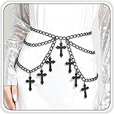 Gothic Cross Waist Chain Belt,Bohemian Layered Cross Belt for Women,Adjustable Belly Chain,Chunky Punk Goth Corset Chains,Emo Grunge Jewelry Accessories for Women