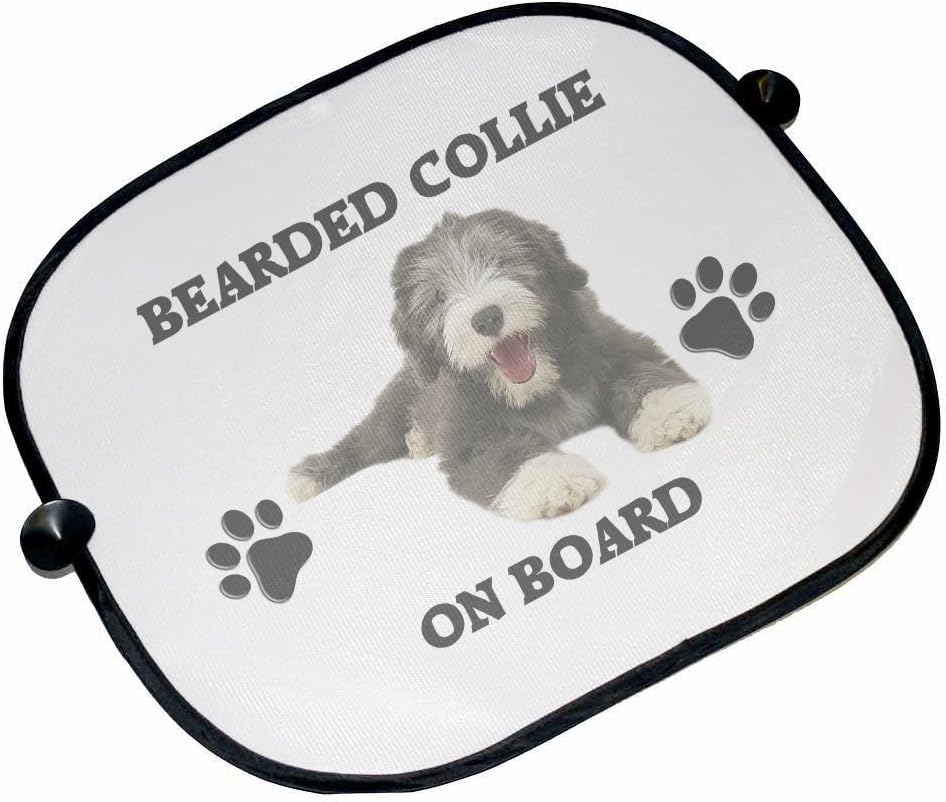 Bearded Collie On Board Car Sun Shades
