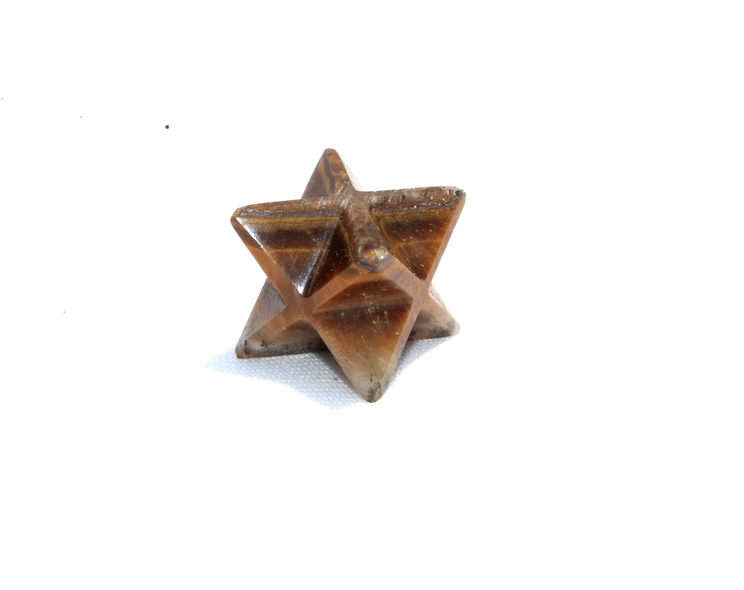 Prajet Tiger Eye Merkaba 1 inch Star Healing Gemstone Spiritual Divine India Crystal Therapy Geometry