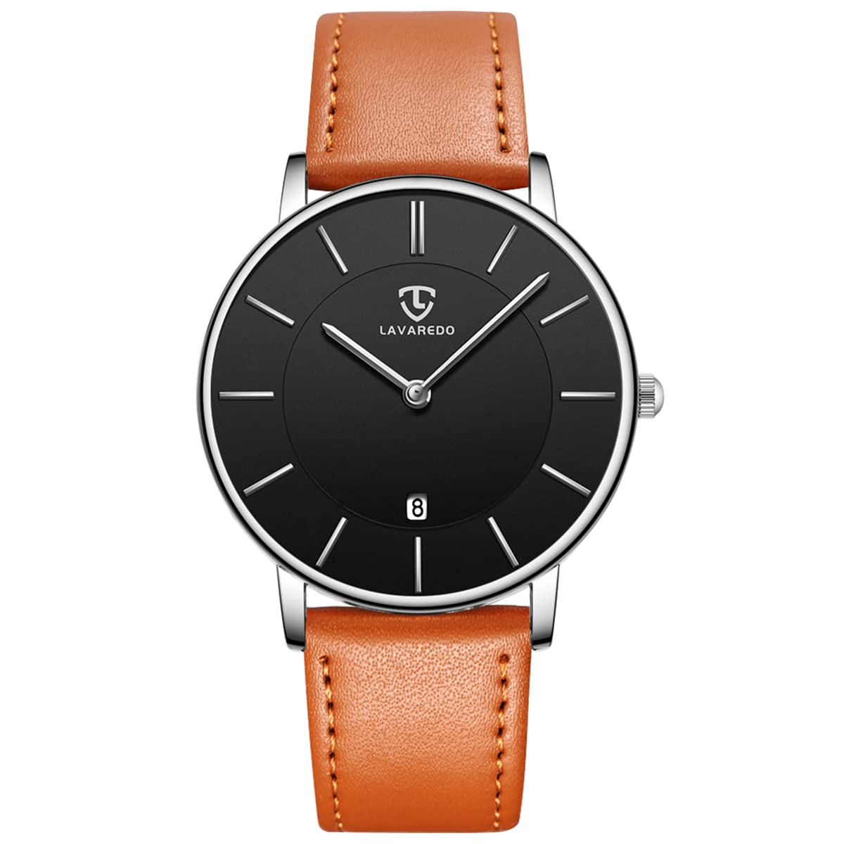 BEN NEVIS Watch, Mens Watch, Minimalist Fashion Simple Wrist Watch Analog Date with Leather Strap, 17-OrangeBlackSilver, minimalist
