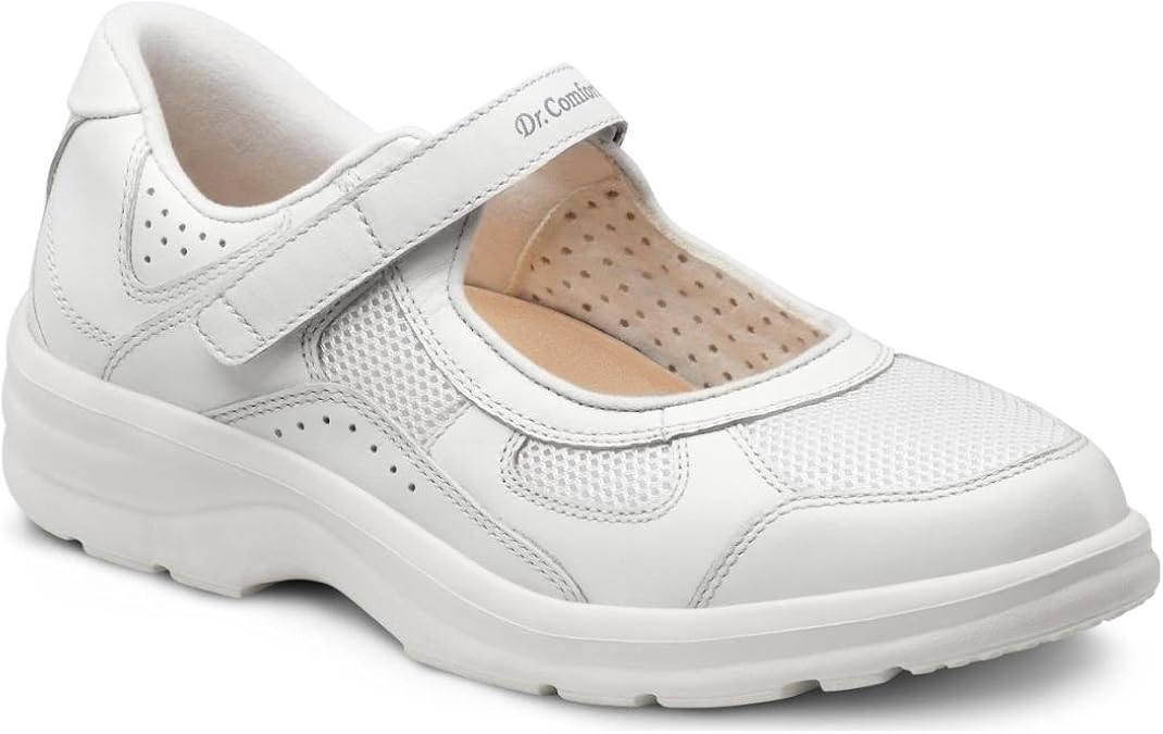Dr. Comfort Women's Susie White Diabetic Mary Jane Shoes