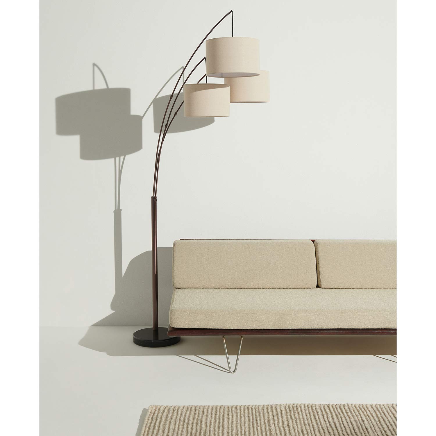 Brightech Trilage Arc Floor Lamp for Living Room, Multi Head Tree Floor Lamp for Bedroom, 3 Lights Standing Lamps Hanging Over The Couch - Oil Rubbed Bronze