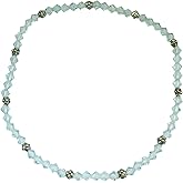 Pale Aqua Blue Crystal Beaded Stretch 9" Anklet (P54)