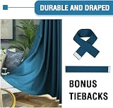 BellaHills 100% Blackout Curtains 2 Panels 90x90 Dark Teal Thermal Insulated view 6