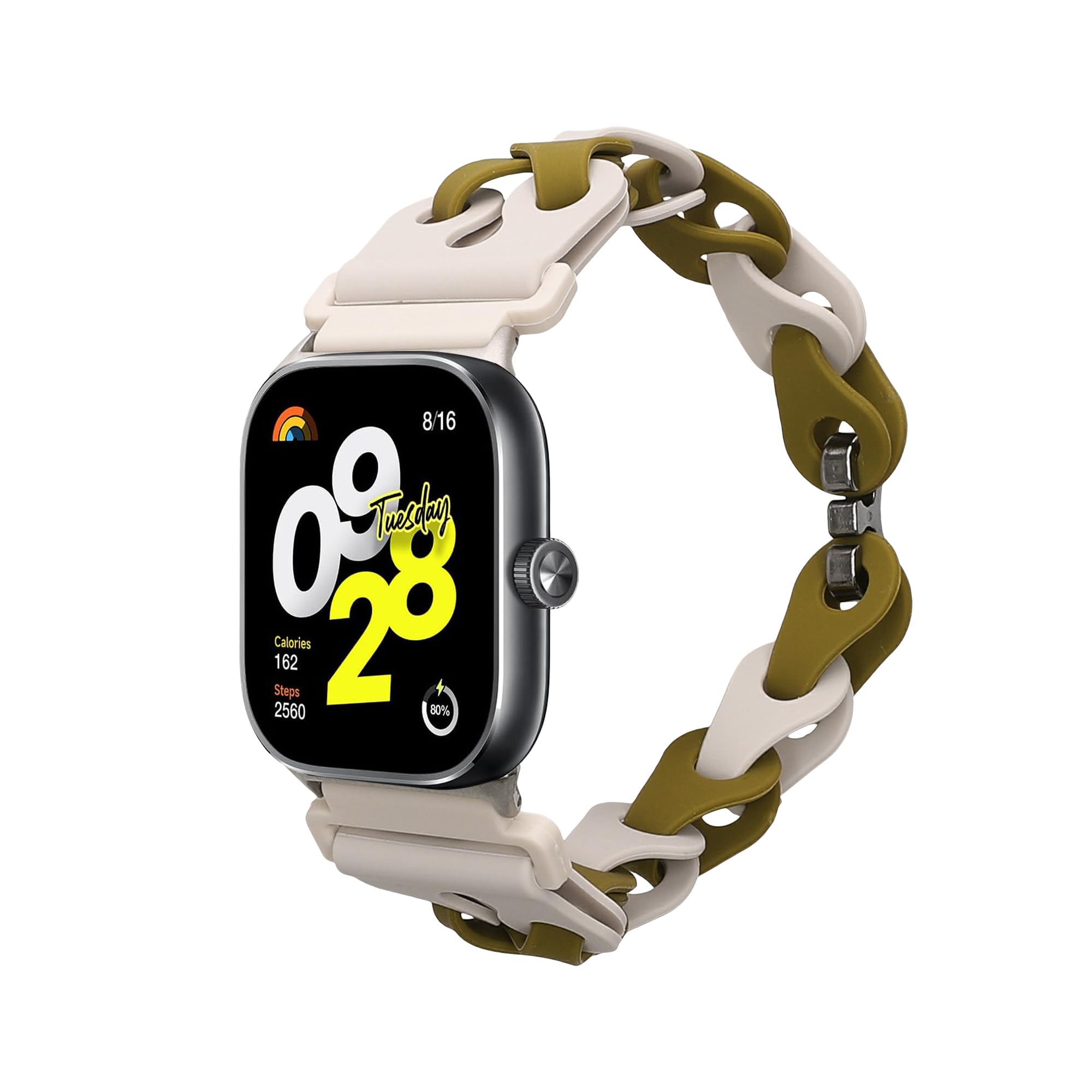 kwmobile Replacement Fitness Tracker Band Compatible with Xiaomi Smart Band 8 Pro/Band 9 Pro/Redmi Watch 5 / Redmi Watch 4-14 - 22 cm - Beige/Green